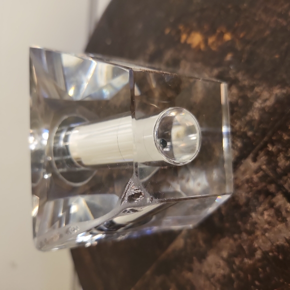 Large Vintage Crystal Perfume Bottle with Snuffer Diamond Stopper - Picture 8 of 13